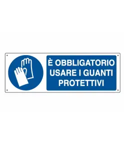 Cartello  è obbligatorio usare i Guanti da lavoro protettivi