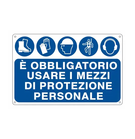 Cartello è obbligatorio  usare i mezzi di protezione personale