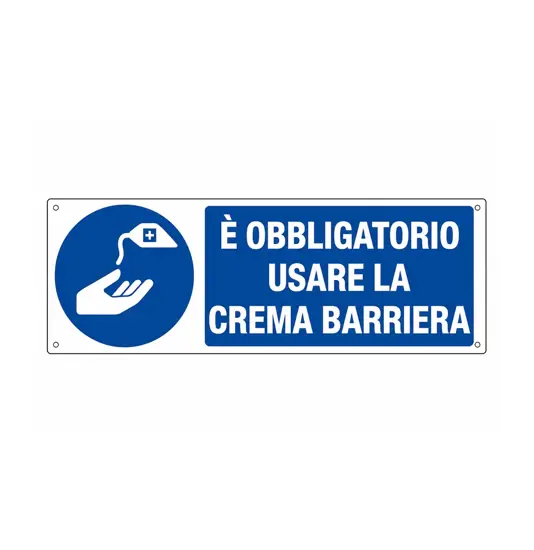 Cartello  è obbligatorio usare la crema barriera