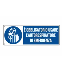 Cartello  è obbligatorio usare l'autorespiratore di emergenza