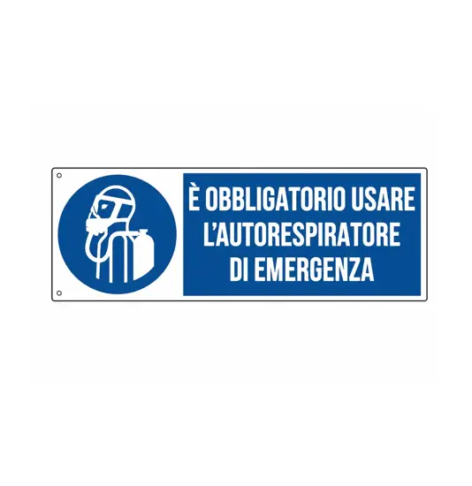 Cartello  è obbligatorio usare l'autorespiratore di emergenza