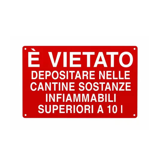 Cartello 'è vietato depositare nelle cantine..'