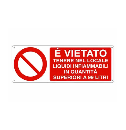 Cartello  E' vietato tenere nel locale liquidi infiammabili