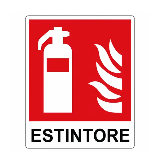 Cartello 'estintore' con scritta