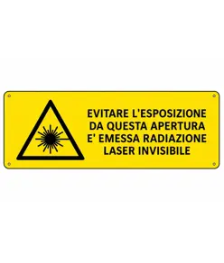 Cartello 'evitare l'esposizione da questa apertura è emessa radiazione...'