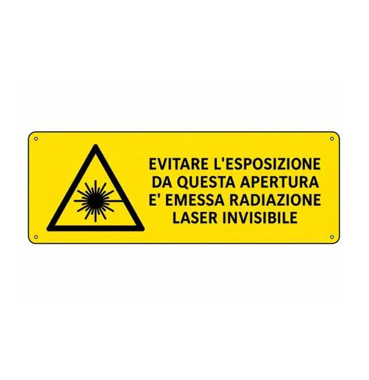 Cartello 'evitare l'esposizione da questa apertura è emessa radiazione...'