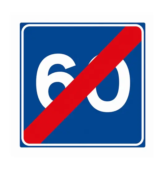 Cartello fine velocità consigliata 60 km/h