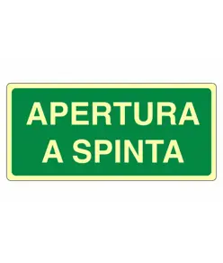Cartello fotoluminescente 'apertura a spinta'