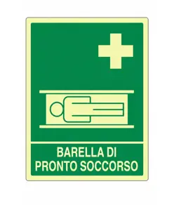 Cartello fotoluminescente 'barella pronto soccorso'