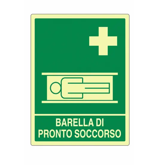 Cartello fotoluminescente 'barella pronto soccorso'