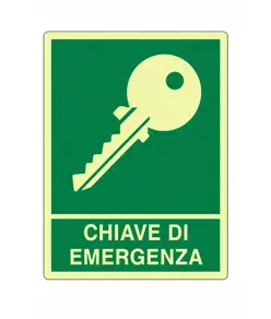 Cartello fotoluminescente 'chiave di emergenza'