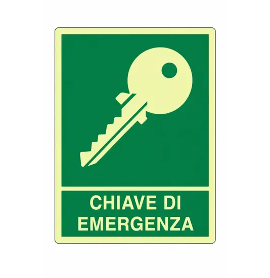 Cartello fotoluminescente 'chiave di emergenza'