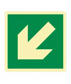 Cartello fotoluminescente con freccia diagonale