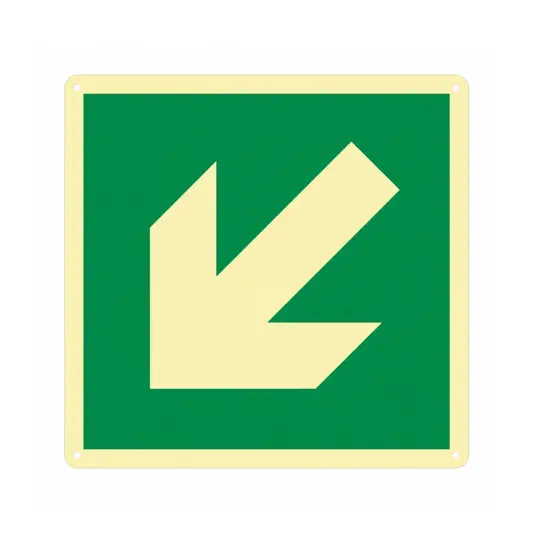 Cartello fotoluminescente con freccia diagonale