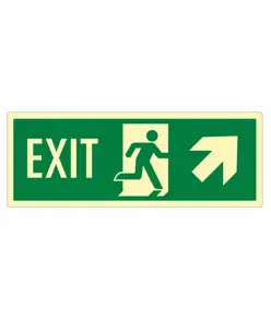 Cartello fotoluminescente  con freccia in alto a dx