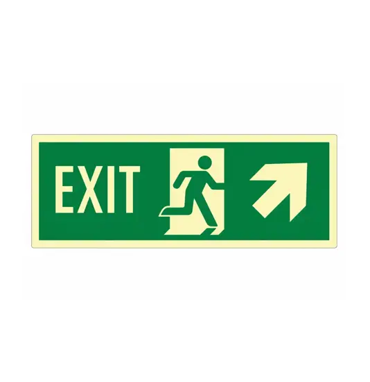Cartello fotoluminescente  con freccia in alto a dx