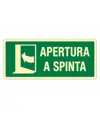 Cartello fotoluminescente con simbolo 'apertura a spinta a sinistra'