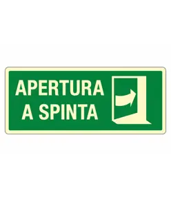 Cartello fotoluminescente con simbolo 'apertura a spinta'