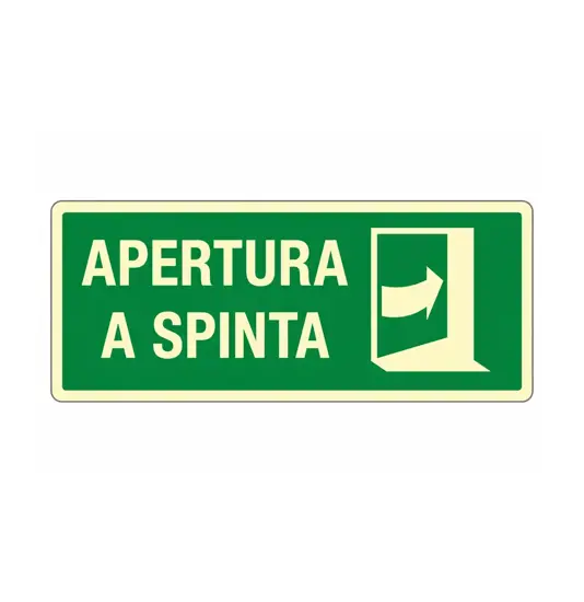 Cartello fotoluminescente con simbolo 'apertura a spinta'