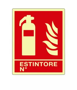 Cartello fotoluminescente in alluminio 'Estintore N'