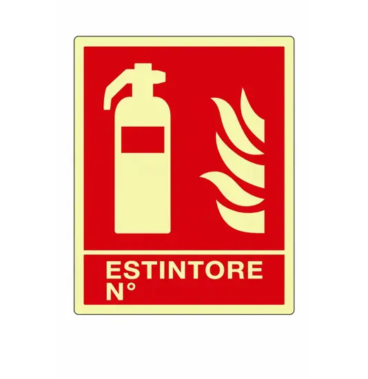 Cartello fotoluminescente in alluminio 'Estintore N'