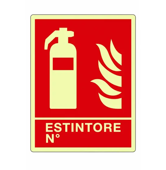 Cartello fotoluminescente in alluminio 'Estintore N'