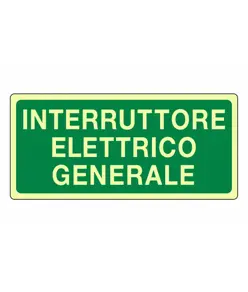 Cartello fotoluminescente 'interruttore elettrico generale'