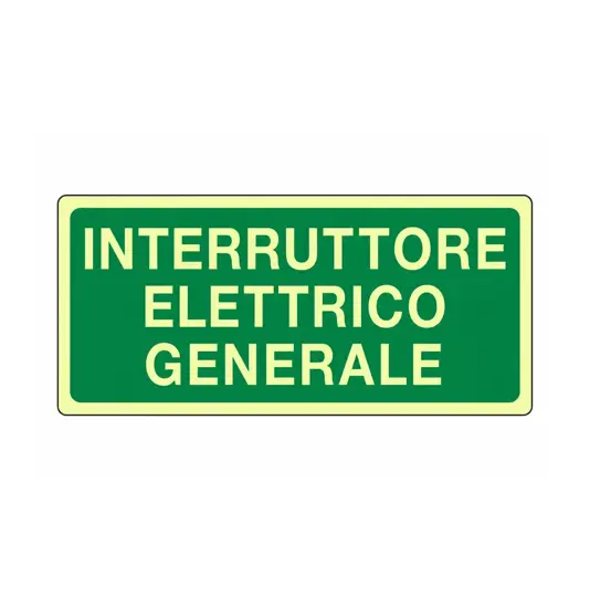 Cartello fotoluminescente 'interruttore elettrico generale'
