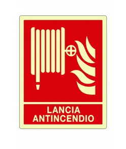Cartello fotoluminescente 'Lancia antincendio'