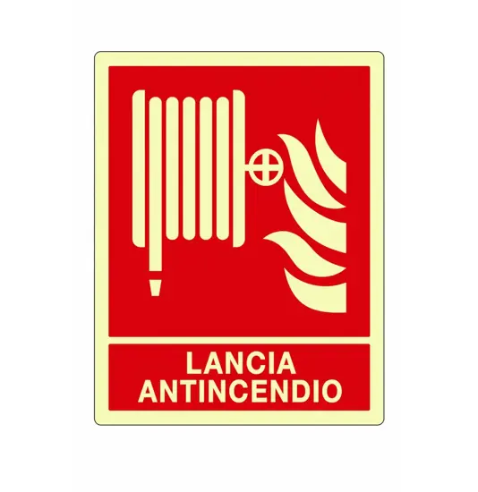 Cartello fotoluminescente 'Lancia antincendio'