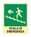 Cartello fotoluminescente PVC scala di emergenza a sinistra