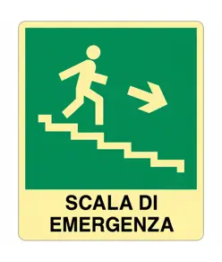 Cartello fotoluminescente pvc  'Scala di emergenza discesa'