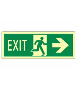 Cartello fotoluminescente 'uscita di emergenza a destra EXIT'
