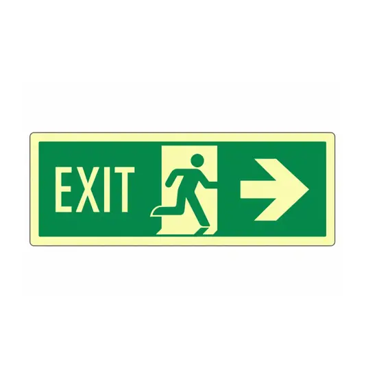 Cartello fotoluminescente 'uscita di emergenza a destra EXIT'