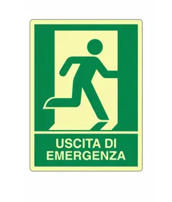 Cartello fotoluminescente 'uscita di emergenza destra'