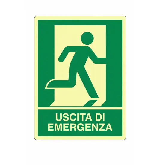 Cartello fotoluminescente 'uscita di emergenza destra'