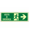 Cartello fotoluminescente 'uscita di emergenza freccia a destra'