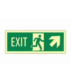 Cartello fotoluminescente 'uscita di emergenza in alto a destra EXIT'
