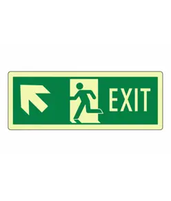 Cartello fotoluminescente 'uscita di emergenza in alto a sinistra EXIT'