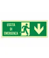 Cartello fotoluminescente 'uscita di emergenza in basso'