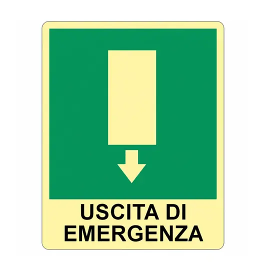 Cartello FOTOLUMINESCENTE uscita di emergenza in pvc