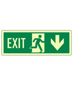 Cartello fotoluminescente 'uscita di emergenza indietro EXIT'