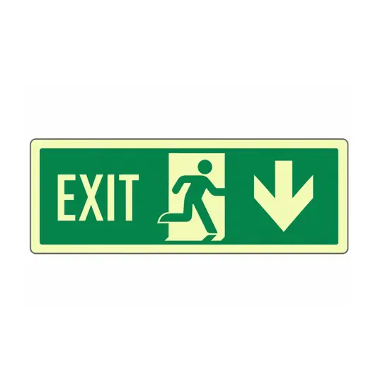 Cartello fotoluminescente 'uscita di emergenza indietro EXIT'