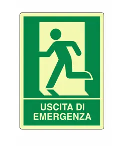 Cartello fotoluminescente 'uscita di emergenza sinistra'