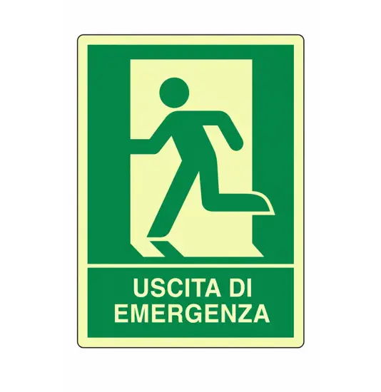 Cartello fotoluminescente 'uscita di emergenza sinistra'