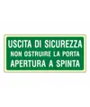 Cartello fotoluminescente 'uscita di sicurezza non ostruire la porta apertura a spinta'
