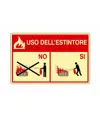 Cartello fotoluminescente 'Uso dell'estintore' in PVC autoadesivo