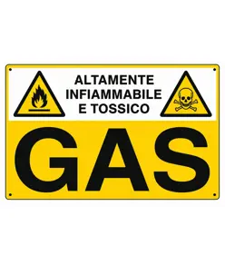 Cartello 'gas altamente infiammabile e tossico'