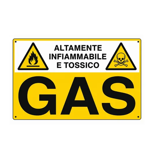 Cartello 'gas altamente infiammabile e tossico'