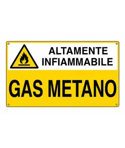Cartello  'Gas metano altamente infiammabile'